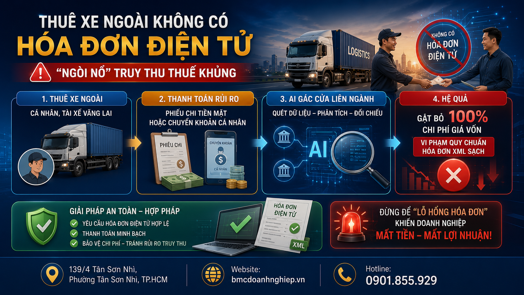 THUÊ XE NGOÀI KHÔNG CÓ HÓA ĐƠN ĐIỆN TỬ: CẢNH BÁO NGUY CƠ!!!