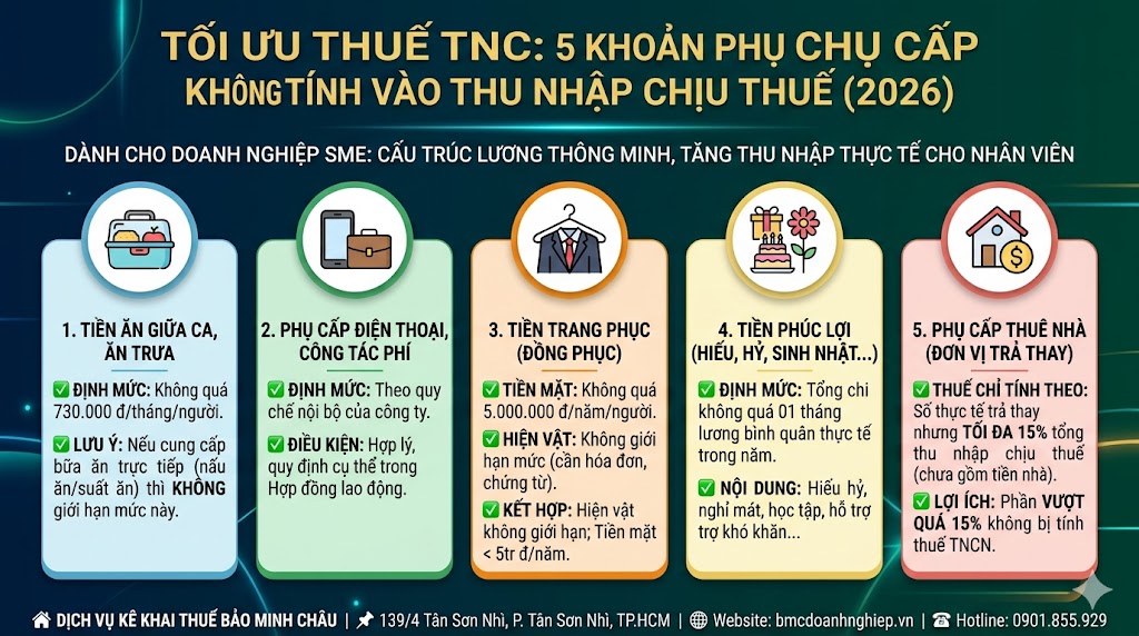 🏆 BẢNG VÀNG 2026: 5 KHOẢN PHỤ CẤP KHÔNG TÍNH THUẾ TNCN