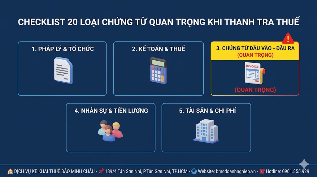 20 LOẠI CHỨNG TỪ "SỐNG CÒN" NHẤT ĐỊNH PHẢI CHUẨN BỊ SẴN KHI CÓ THANH TRA THUẾ