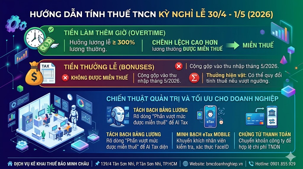 HƯỚNG DẪN TÍNH THUẾ TNCN KỲ NGHỈ LỄ 30/04-01/05