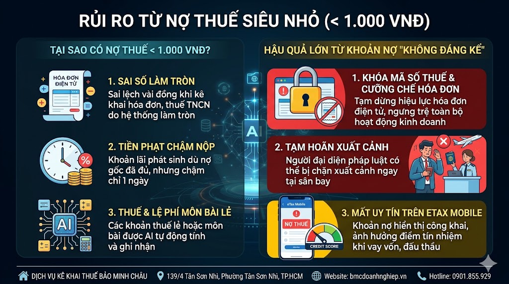 RỦI RO TỪ NỢ THUẾ SIÊU NHỎ DƯỚI 1000đ