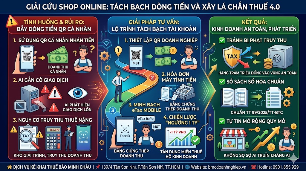 GIẢI CỨU SHOP ONLINE: TÁCH BẠCH DÒNG TIỀN VÀ XÂY LÁ CHẮN THUẾ 4.O