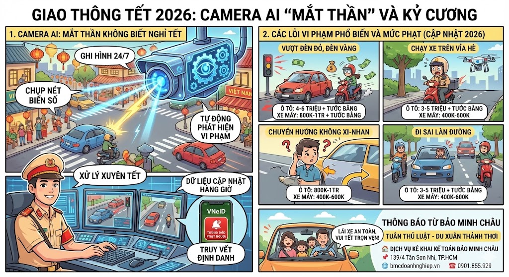 CẢNH BÁO PHẠT NGUỘI LỖI VI PHẠM GIAO THÔNG DỊP TẾT NGUYÊN ĐÁN 2026