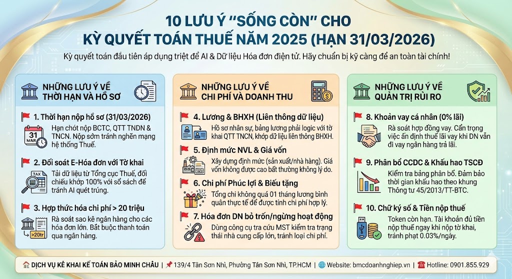 🚩 LƯU Ý: KỲ QUYẾT TOÁN THUẾ NĂM 2025