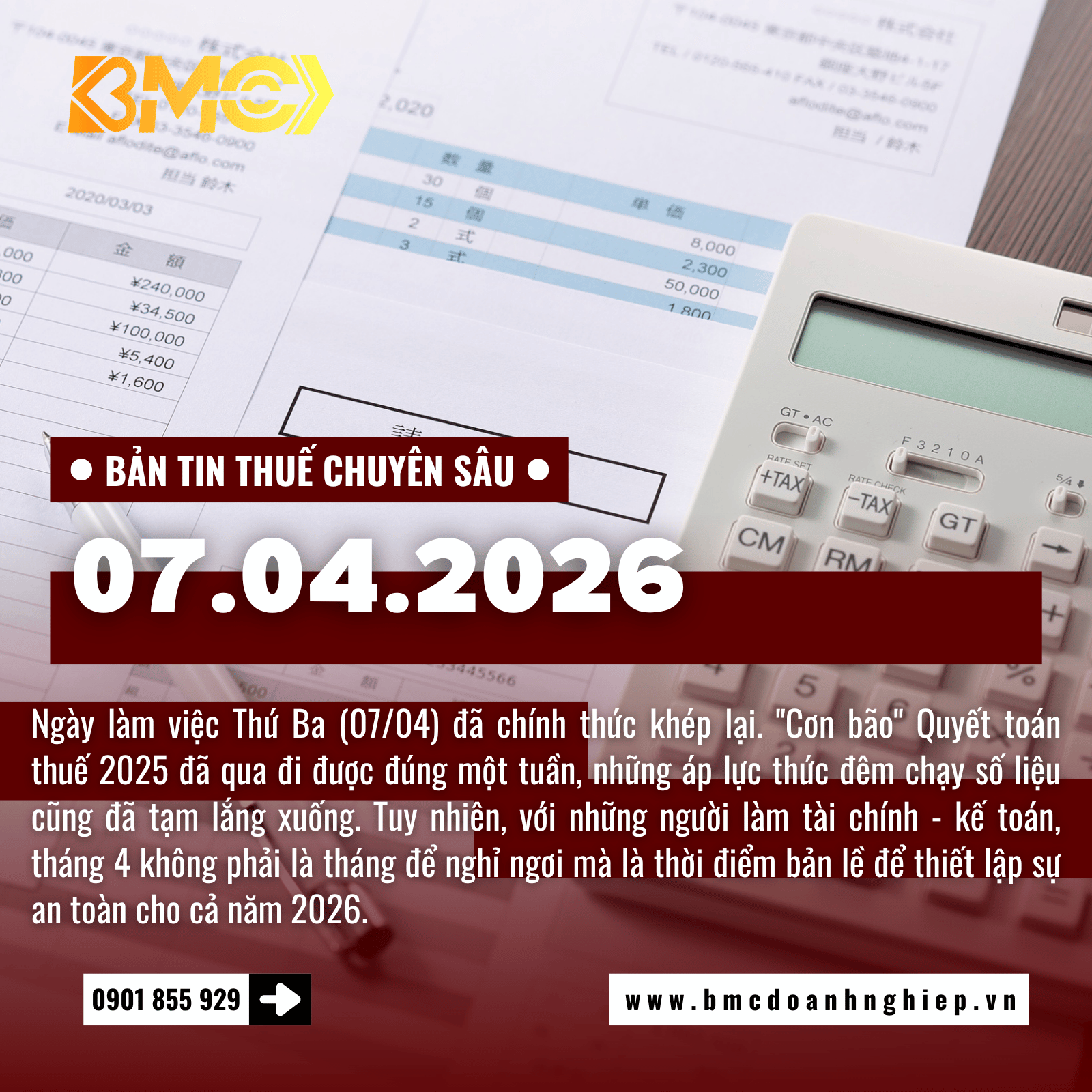 🚨 BẢN TIN THUẾ CUỐI NGÀY 07/04/2026 - GIAI ĐOẠN "HẬU QUYẾT TOÁN" VÀ KHỞI ĐỘNG KỲ BÁO CÁO QUÝ 1/2026 🚨