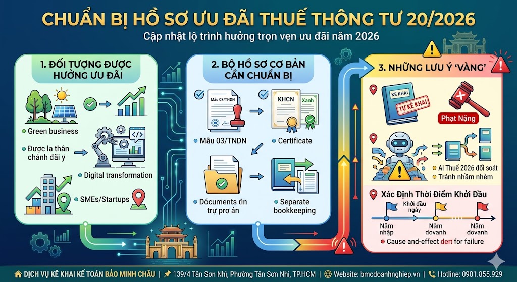 CHUẨN BỊ HỒ SƠ ƯU ĐÃI THUẾ THÔNG TƯ 20/2026