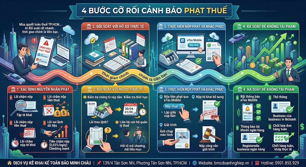 4 BƯỚC GỠ RỐI CẢNH BÁO PHẠT THUẾ