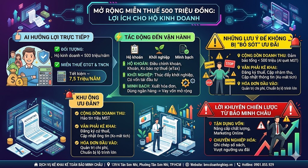 MỞ RỘNG MIỄN THUẾ 500 TRIỆU ĐỒNG: LỢI ÍCH CHO HKD