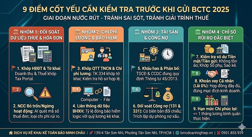 9 ĐIỂM CỐT YẾU PHẢI KIỂM TRA KỸ TRƯỚC KHI GỬI BCTC 2025