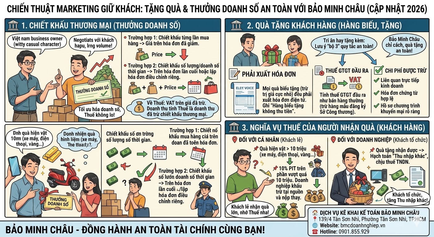 CHIẾN DỊCH MARKETING GIỮ KHÁCH: TẶNG QUÀ &amp; THƯỞNG DOANH SỐ SAO CHO PHÙ HỢP LUẬT THUẾ 2026