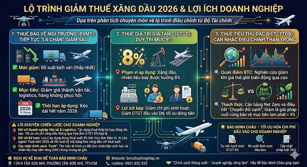 LỘ TRÌNH GIẢM THUẾ XĂNG DẦU 2026 &amp; LỢI ÍCH DOANH NGHIỆP