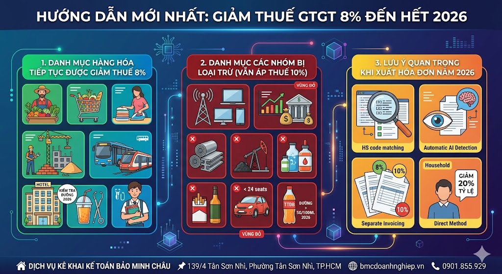 HƯỚNG DẪN MỚI NHẤT: GIẢM THUẾ GTGT 8% ĐẾN HẾT 2026