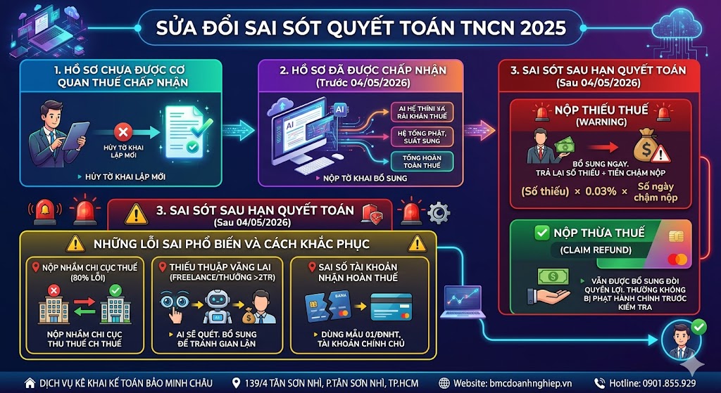 SỬA ĐỔI SAI SÓT QUYẾT TOÁN TNCN 2025