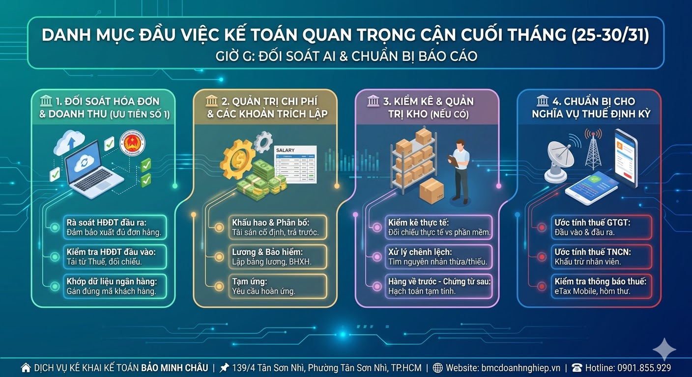 CẬN CUỐI THÁNG KẾ TOÁN NÊN PHẢI LÀM GÌ?