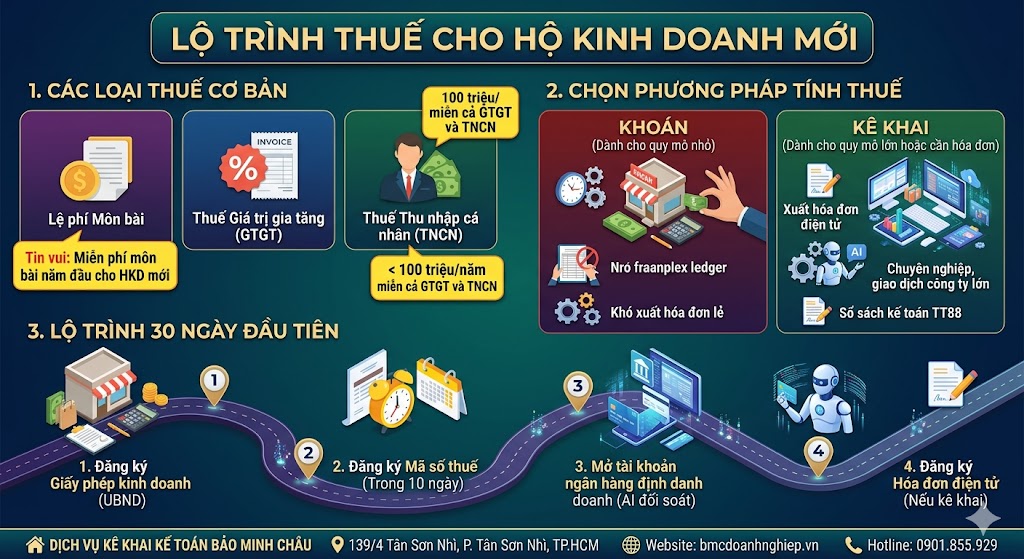 LỘ TRÌNH THUẾ CHO HỘ KINH DOANH MỚI