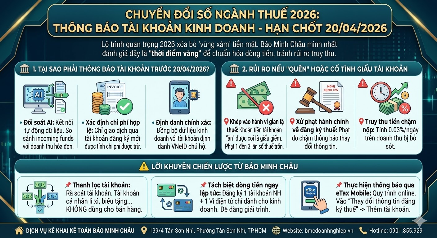 THÔNG BÁO TÀI KHOẢN KINH DOANH: HẠN CHỐT 20/04/2026