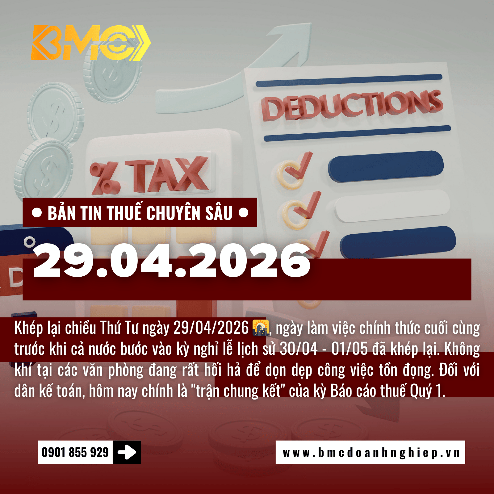 🚨 BẢN TIN TÀI CHÍNH KẾ TOÁN CUỐI NGÀY 29/04/2026: CHỐT SỔ TRƯỚC GIỜ G VÀ LƯU Ý XUẤT HÓA ĐƠN XUYÊN LỄ 🚨