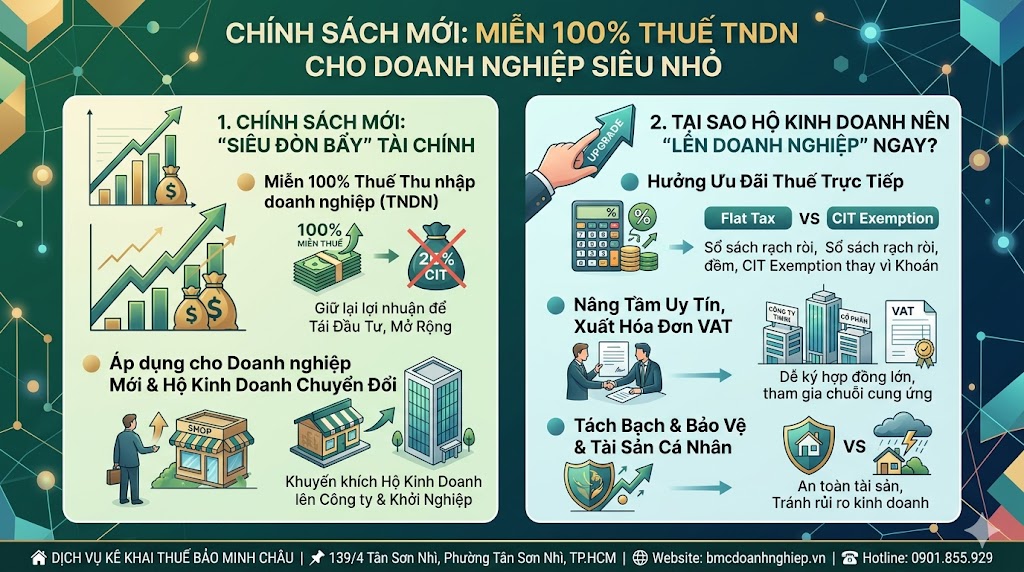 CHÍNH SÁCH MỚI: MIỄN 100% THUẾ TNDN CHO DOANH NGHIỆP SIÊU NHỎ
