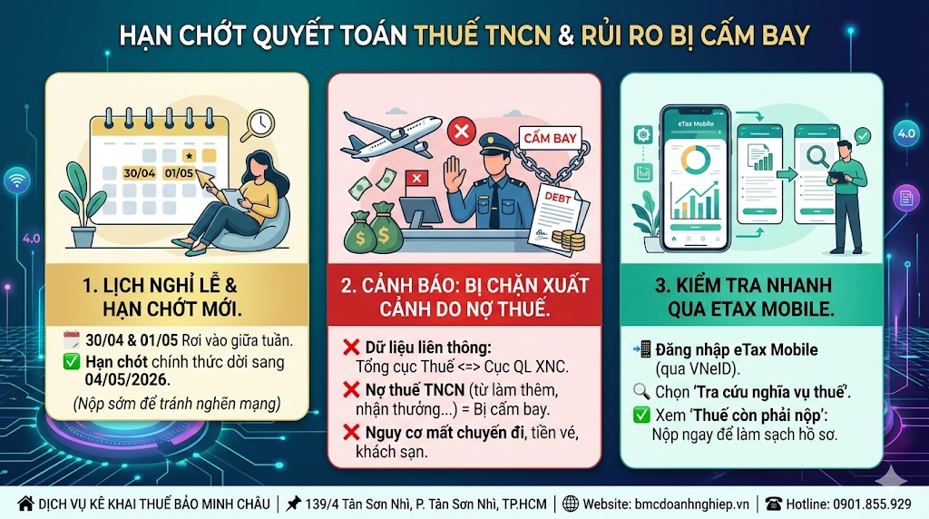 HẠN CHÓT QUYẾT TOÁN THUẾ TNCN &amp; RỦI RO BỊ CẤM BAY