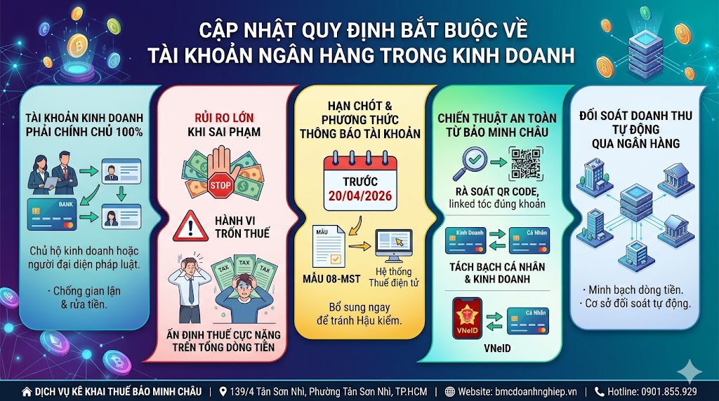 CẬP NHẬT QUY ĐỊNH BẮT BUỘC VỀ TÀI KHOẢN NGÂN HÀNG TRONG KINH DOANH