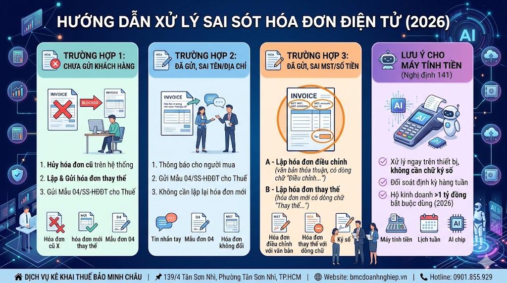 HƯỚNG DẪN XỬ LÝ SAI SÓT HÓA ĐƠN ĐIỆN TỬ 2026