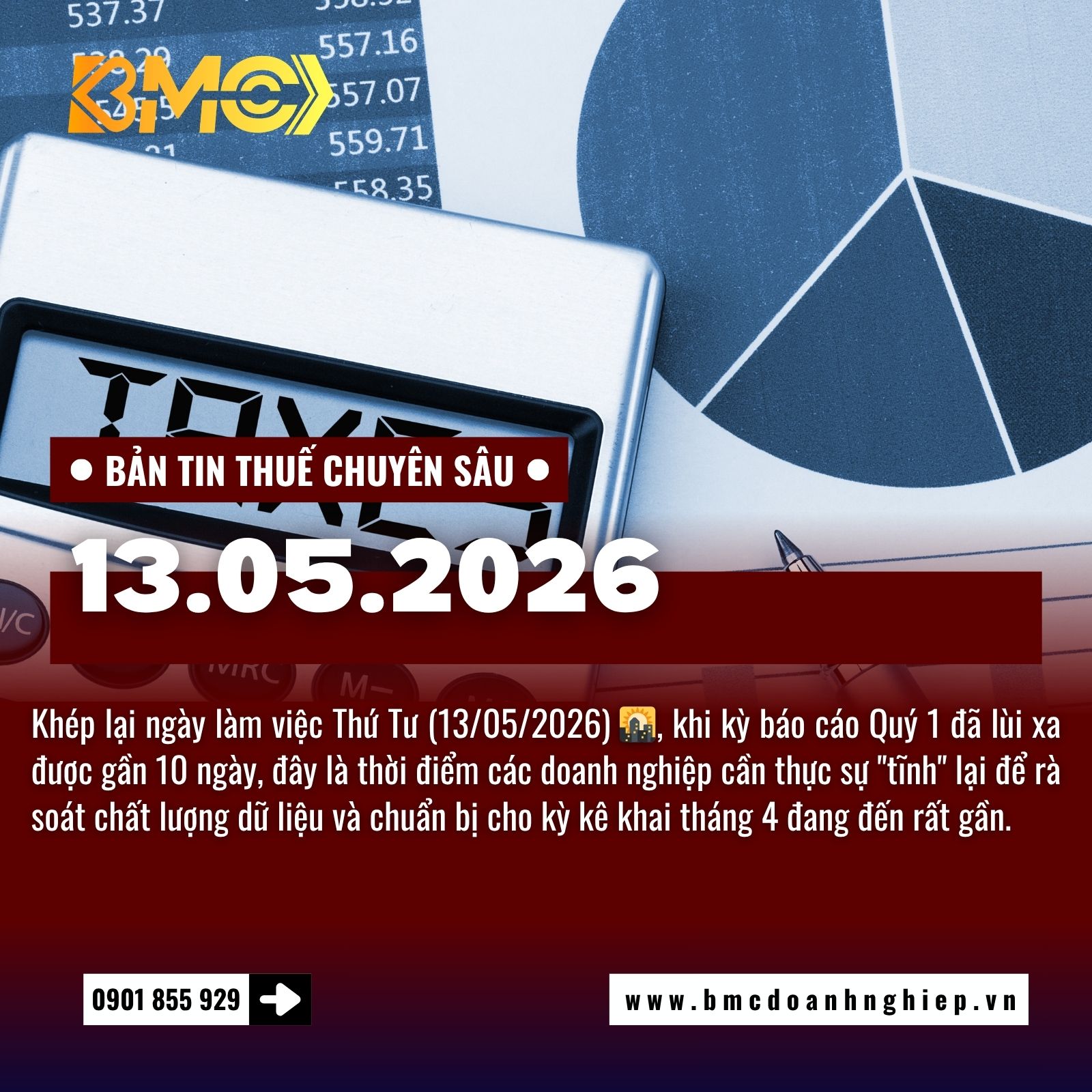 🚨 BẢN TIN THUẾ CUỐI NGÀY 13/05/2026: 07 NGÀY ĐẾM NGƯỢC VÀ CHIẾN LƯỢC QUẢN TRỊ RỦI RO THÁNG 5 🚨