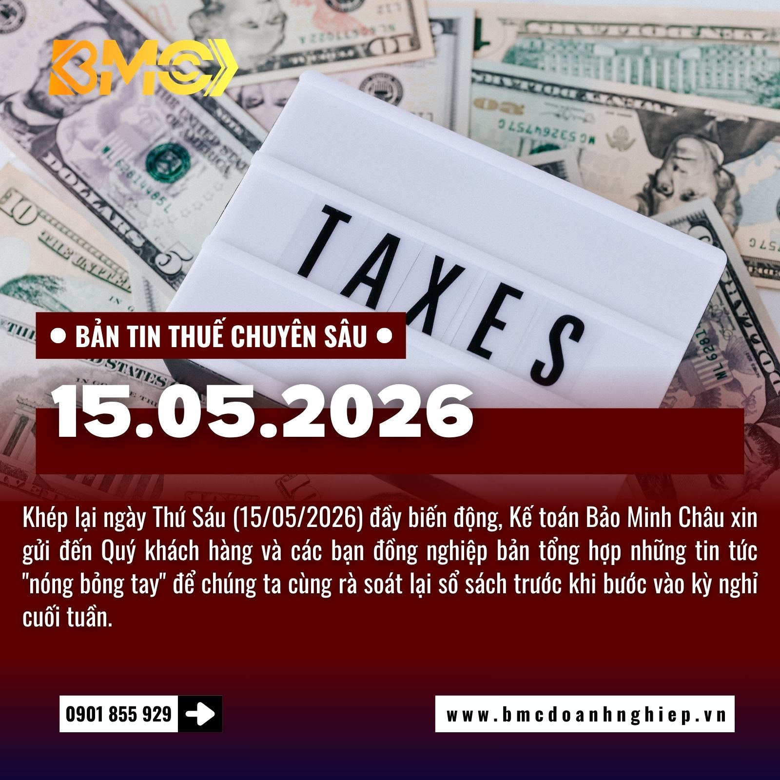 🚨 BẢN TIN TÀI CHÍNH THUẾ CUỐI NGÀY 15/05/2026: NỢ THUẾ "HÀO" CŨNG HOÃN XUẤT CẢNH VÀ CHẶNG ĐƯỜNG NƯỚC RÚT THÁNG 5 🚨