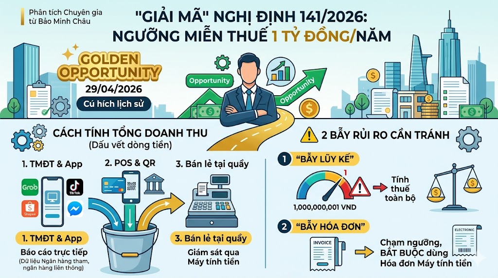 GIẢI MÃ NĐ 141/2026 NGƯỠNG MIỄN THUẾ 1 TỶ ĐỒNG/NĂM