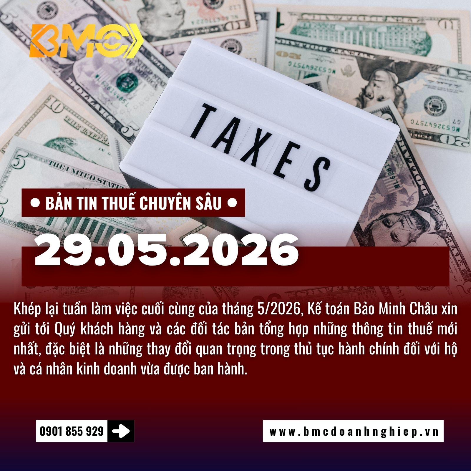 🚨 BẢN TIN TÀI CHÍNH THUẾ CUỐI NGÀY 29/05/2026: ĐIỂM TIN CHÍNH SÁCH MỚI VỀ THỦ TỤC HÀNH CHÍNH VÀ QUY ĐỊNH GIẢM TRỪ GIA CẢNH 🚨