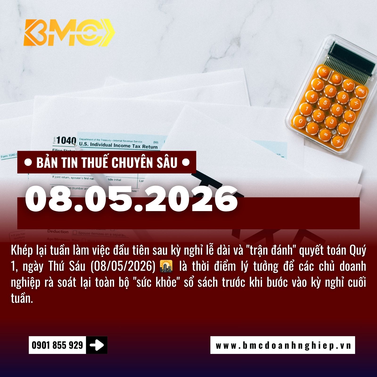 🚨 BẢN TIN THUẾ CUỐI TUẦN 08/05/2026: GỠ RỐI HẬU QUYẾT TOÁN QUÝ 1 VÀ "BÁO ĐỘNG" KỲ KÊ KHAI THÁNG 4 🚨