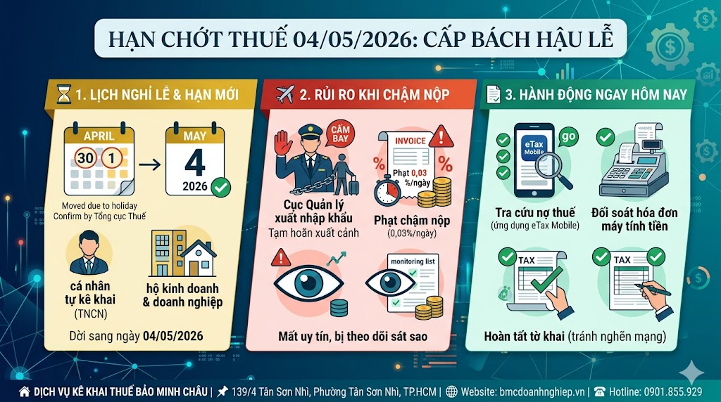 HẠN CUỐI THUẾ 04/05/2026: CẤP BÁCH HẬU NGHỈ LỄ