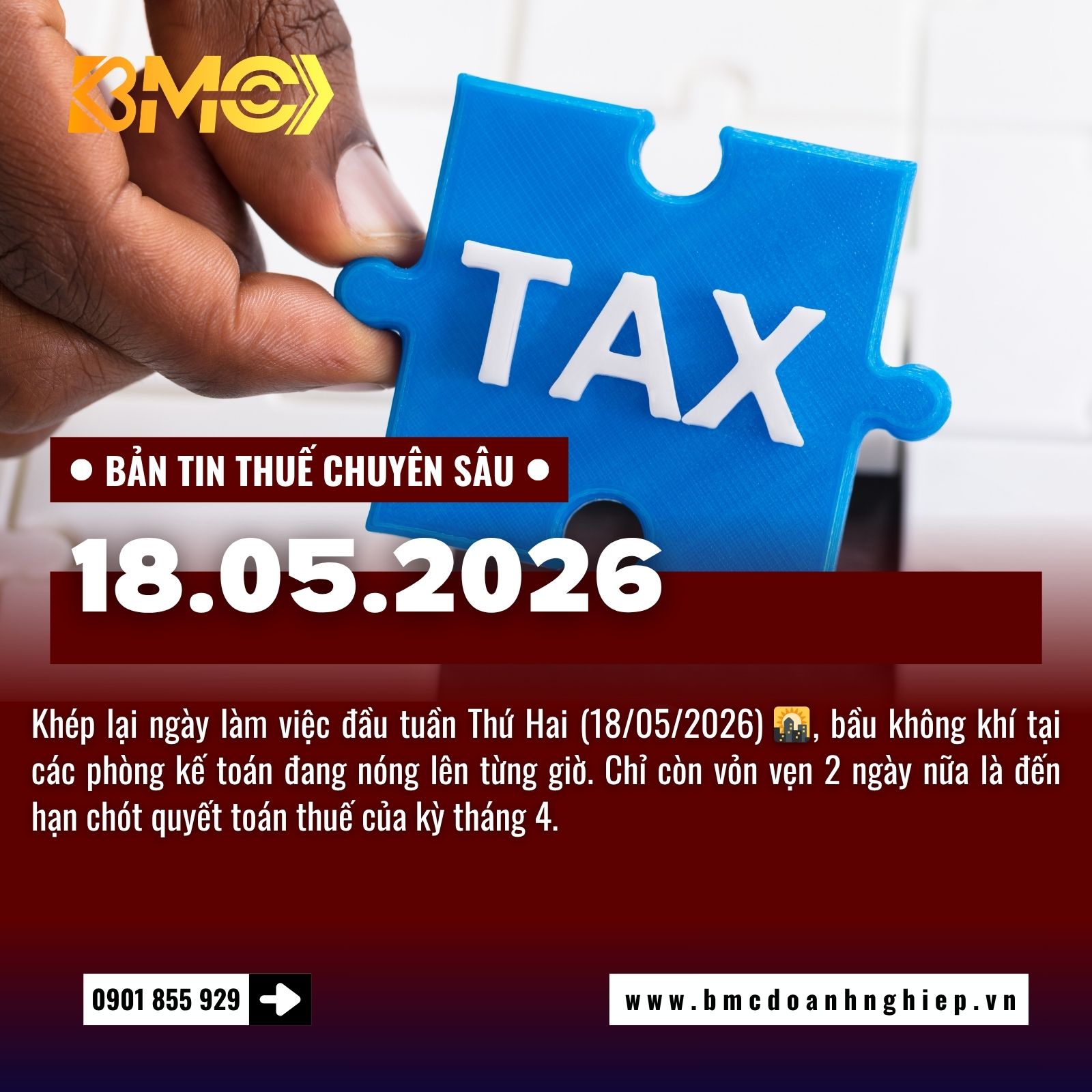 🚨 BẢN TIN TÀI CHÍNH THUẾ CUỐI NGÀY 18/05/2026: ĐẾM NGƯỢC 48 GIỜ KỲ THÁNG 4 VÀ "SỨC NÓNG" LỆNH TẠM HOÃN XUẤT CẢNH VÌ NỢ THUẾ 🚨
