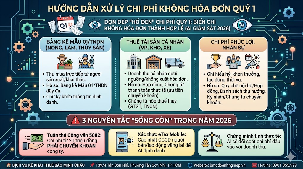 HƯỚNG DẪN XỬ LÝ CHI PHÍ KHÔNG HÓA ĐƠN QUÝ 1
