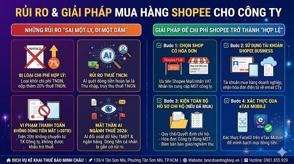RỦI RO &amp; GIẢI PHÁP MUA HÀNG SHOPEE CHO CÔNG TY NĂM 2026