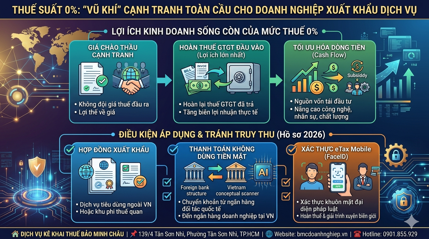 THUẾ SUẤT 0%: “VŨ KHÍ” CANH TRANH TOÀN CẦU CHO DOANH NGHIỆP XUẤT KHẨU DỊCH VỤ