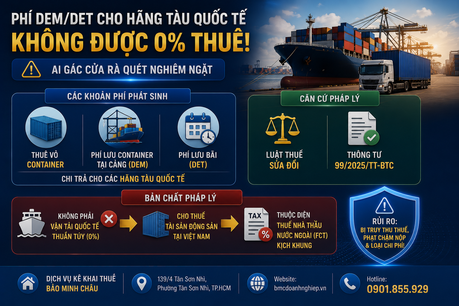 PHÍ DEM/DET CHO HÃNG TÀUQ UỐC TẾ KHÔNG ĐUOCHƯ 0% THUẾ!!!
