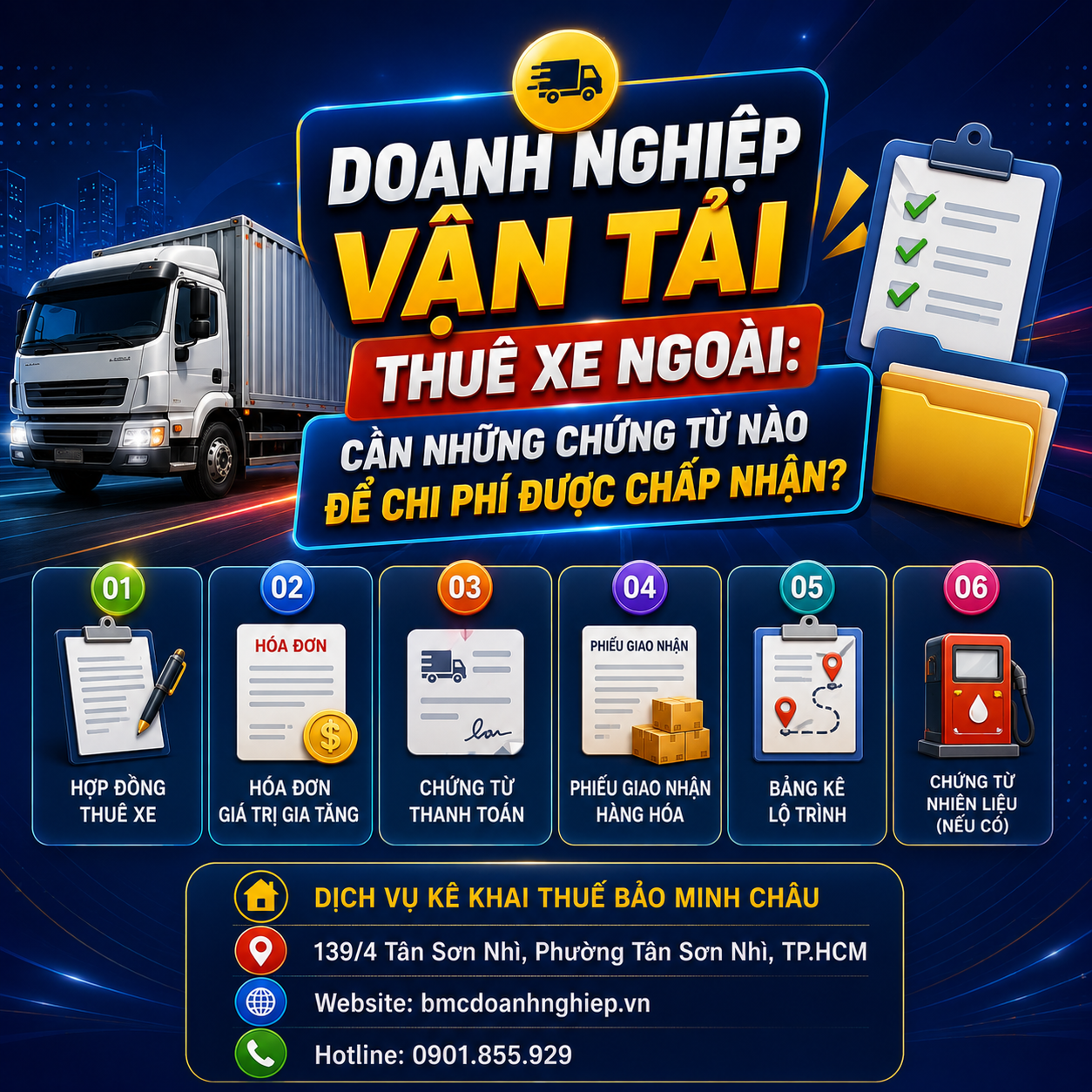 🚛 DOANH NGHIỆP VẬN TẢI THUÊ XE NGOÀI: CẦN NHỮNG CHỨNG TỪ NÀO ĐỂ CHI PHÍ ĐƯỢC CHẤP NHẬN?