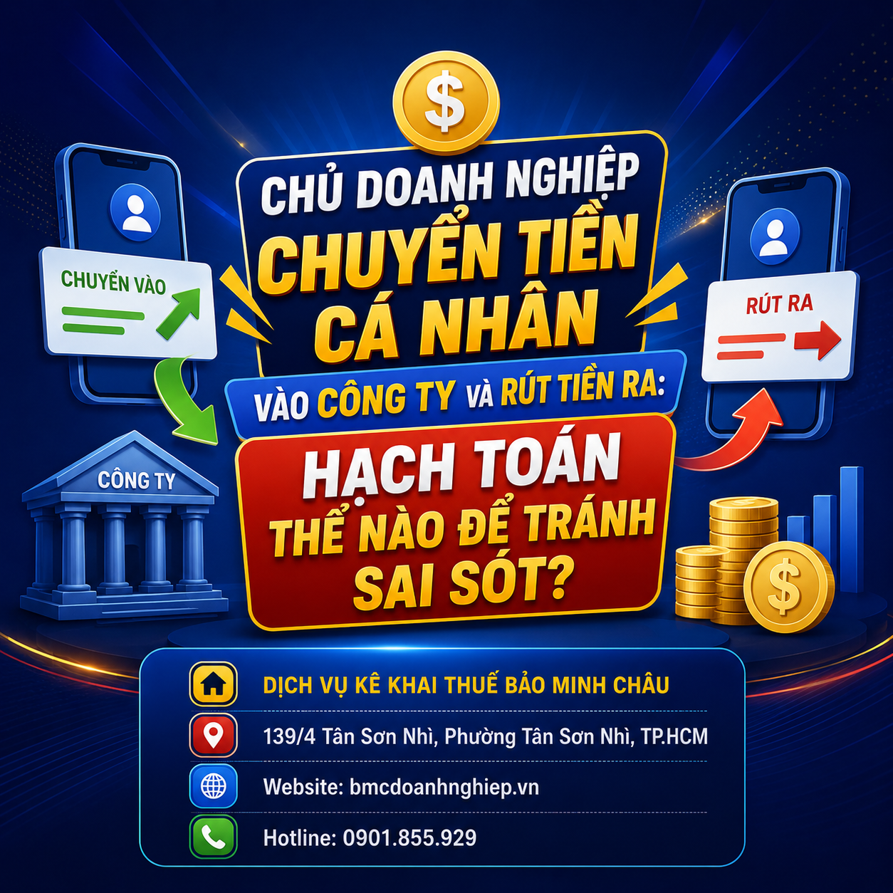 💰 CHỦ DOANH NGHIỆP CHUYỂN TIỀN CÁ NHÂN VÀO CÔNG TY VÀ RÚT TIỀN RA: HẠCH TOÁN THẾ NÀO ĐỂ TRÁNH SAI SÓT?