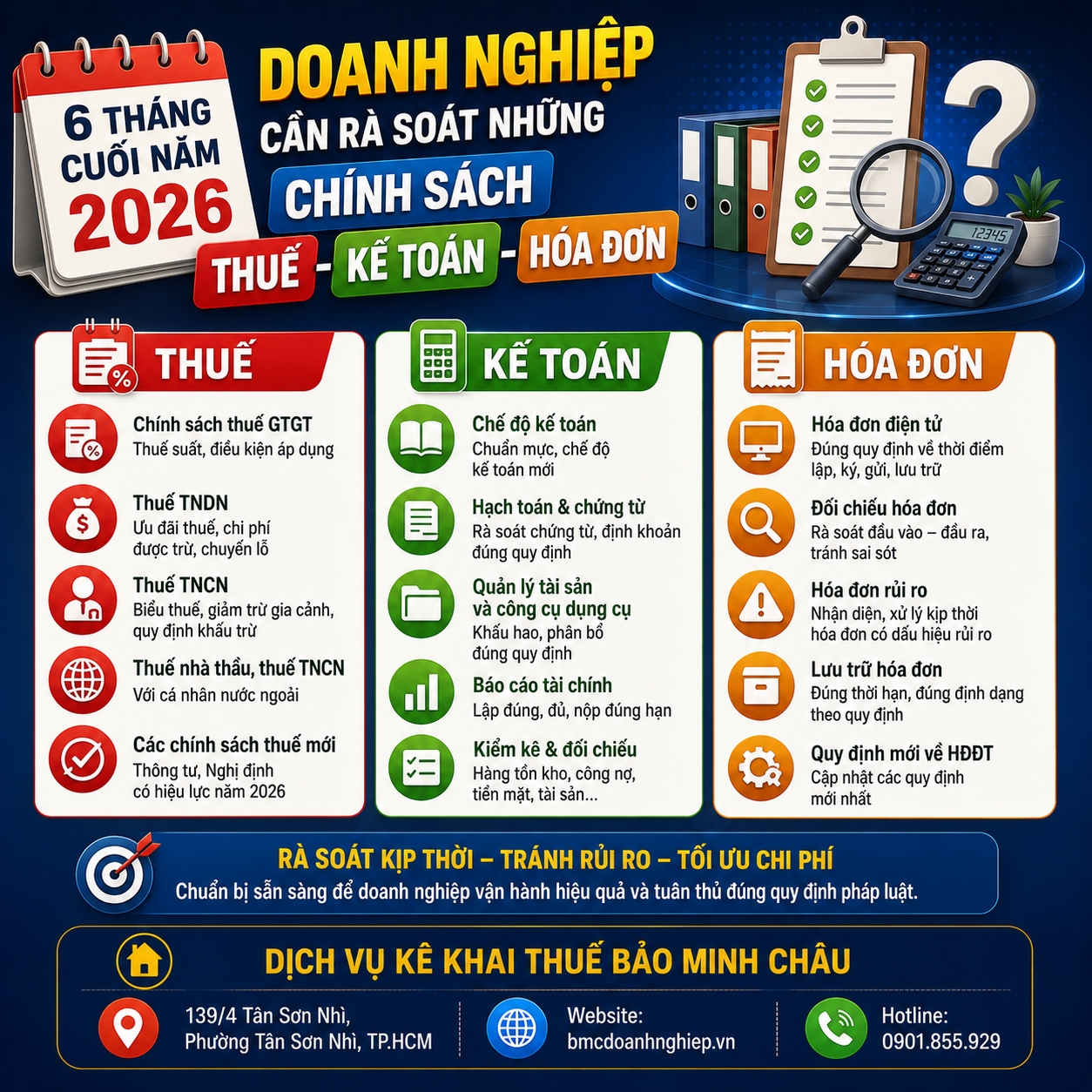 📅 6 THÁNG CUỐI NĂM 2026: DOANH NGHIỆP CẦN RÀ SOÁT NHỮNG CHÍNH SÁCH THUẾ – KẾ TOÁN – HÓA ĐƠN NÀO?