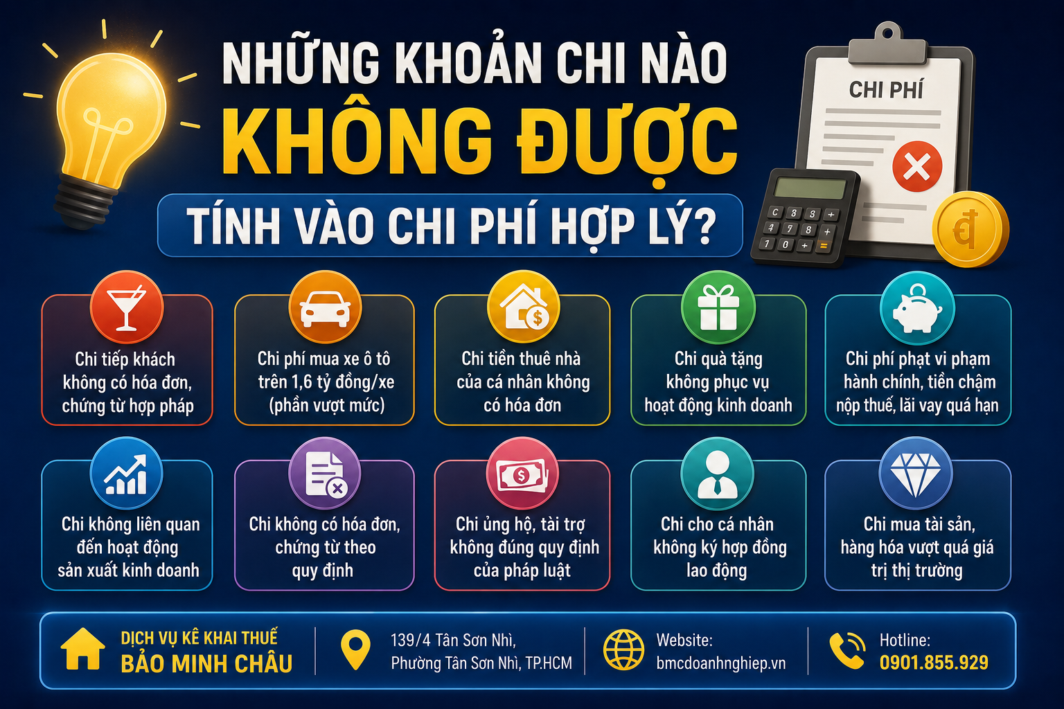 💡 NHỮNG KHOẢN CHI NÀO KHÔNG ĐƯỢC TÍNH VÀO CHI PHÍ HỢP LÝ?