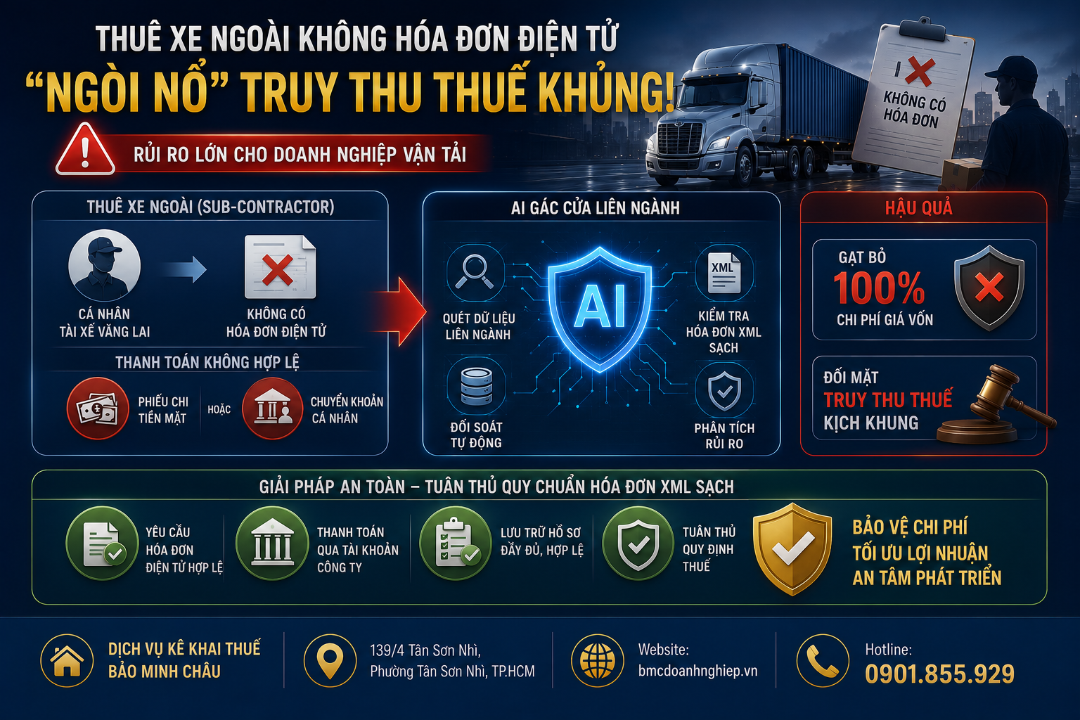 THUÊ XE NGOÀI KHÔNG HÓA ĐƠN ĐIỆN TỬ: "NGÒI NỔ" TRUY THU THẾ RẤT CAO