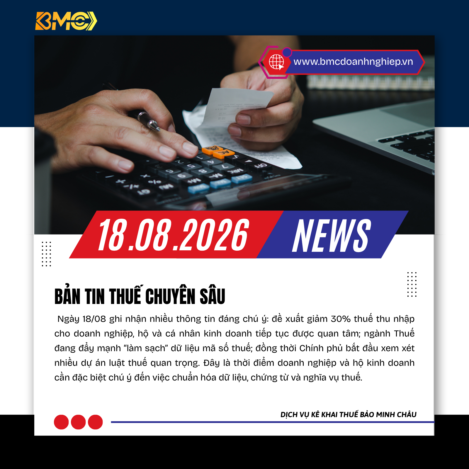📢 BẢN TIN THUẾ – KẾ TOÁN – HỘ KINH DOANH – TÀI CHÍNH 📅 Cập nhật ngày 18/08/2026