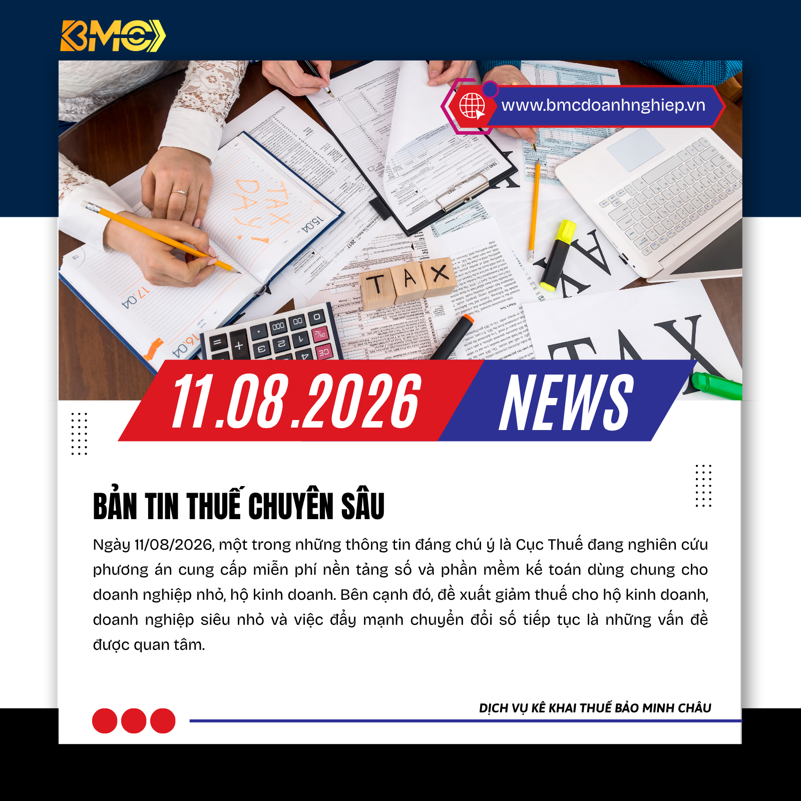 📢 BẢN TIN THUẾ – KẾ TOÁN – HỘ KINH DOANH – TÀI CHÍNH 📅 Cập nhật ngày 11/08/2026