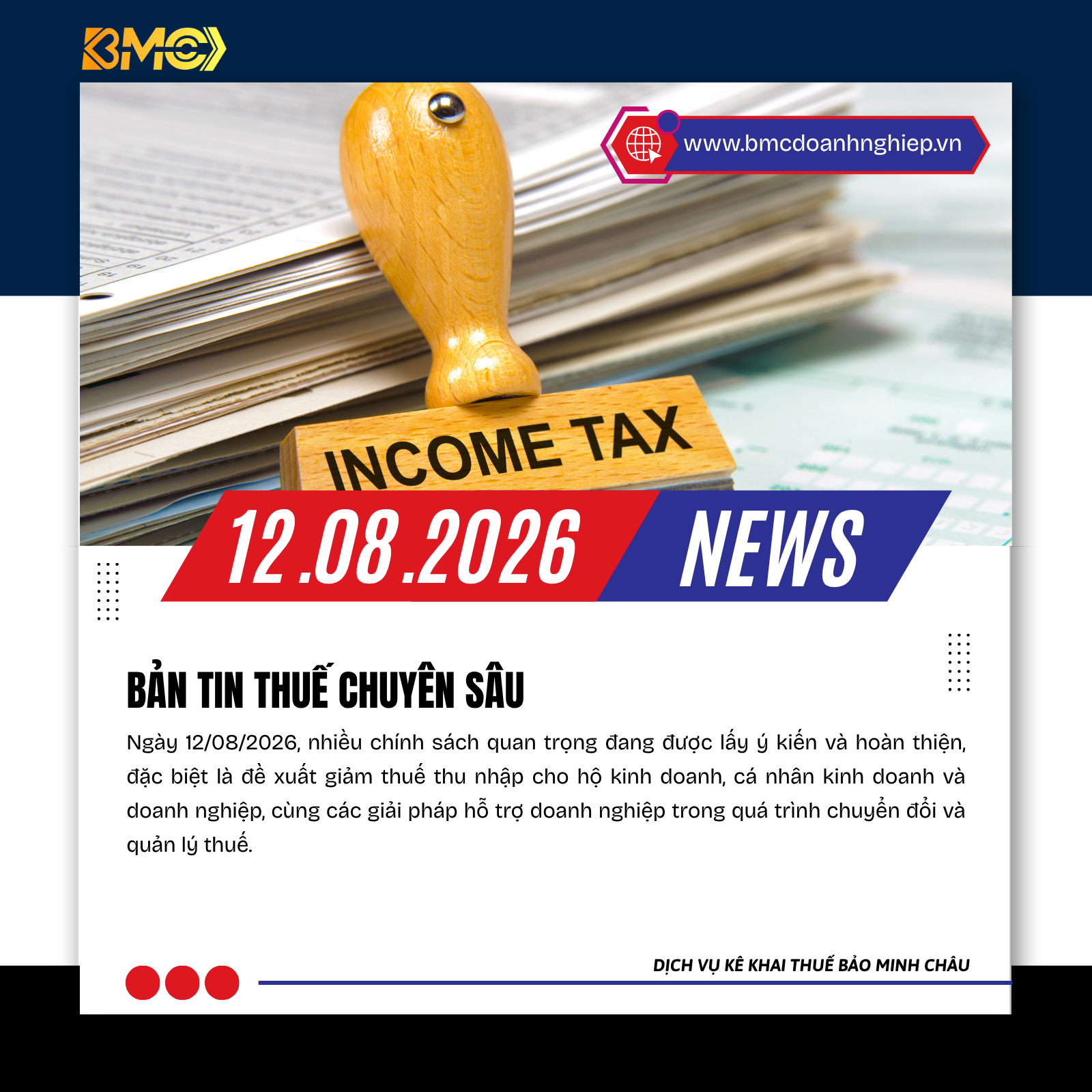 📢 BẢN TIN THUẾ – KẾ TOÁN – HỘ KINH DOANH – TÀI CHÍNH 📅 Cập nhật ngày 12/08/2026