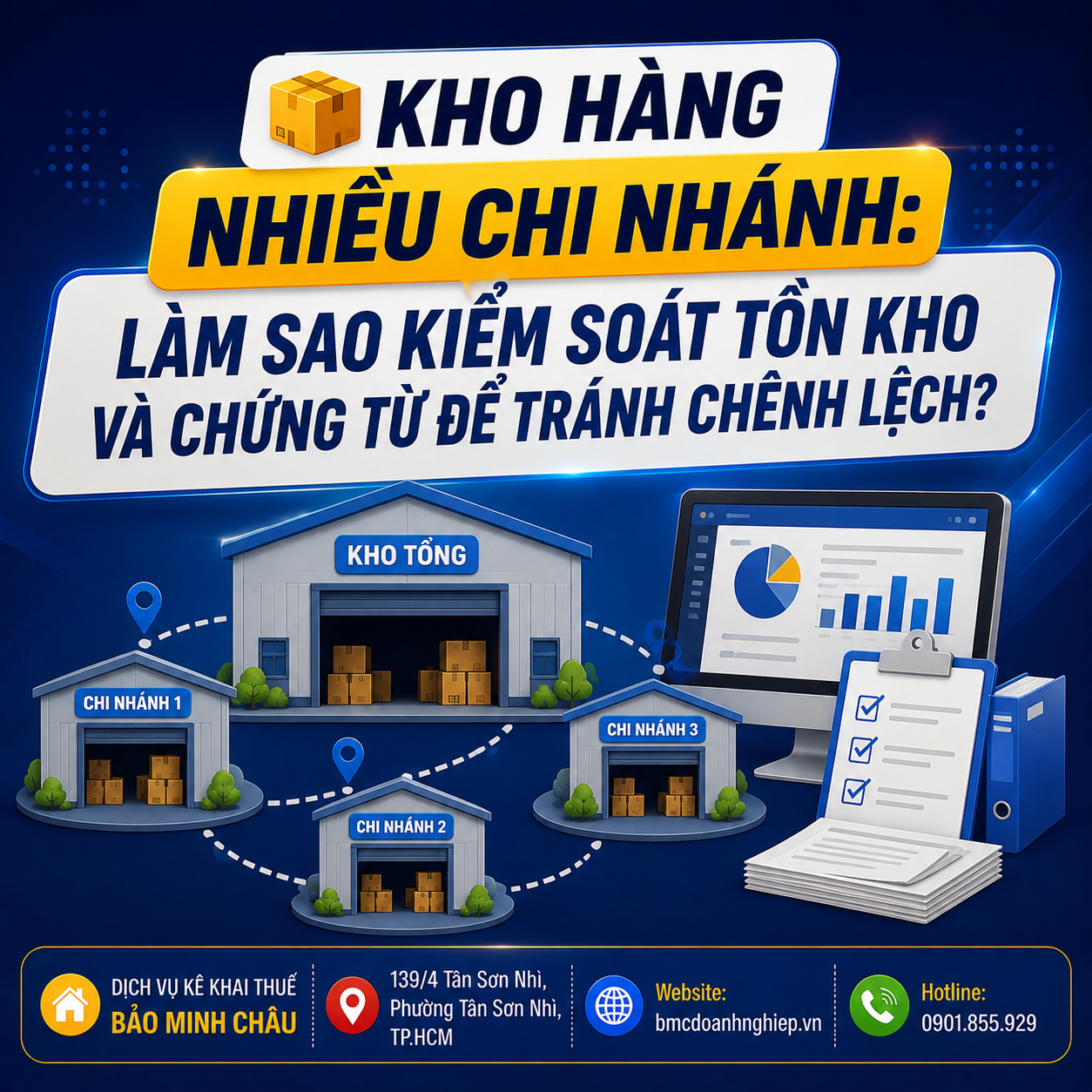 📦 KHO HÀNG NHIỀU CHI NHÁNH: LÀM SAO KIỂM SOÁT TỒN KHO VÀ CHỨNG TỪ ĐỂ TRÁNH CHÊNH LỆCH?