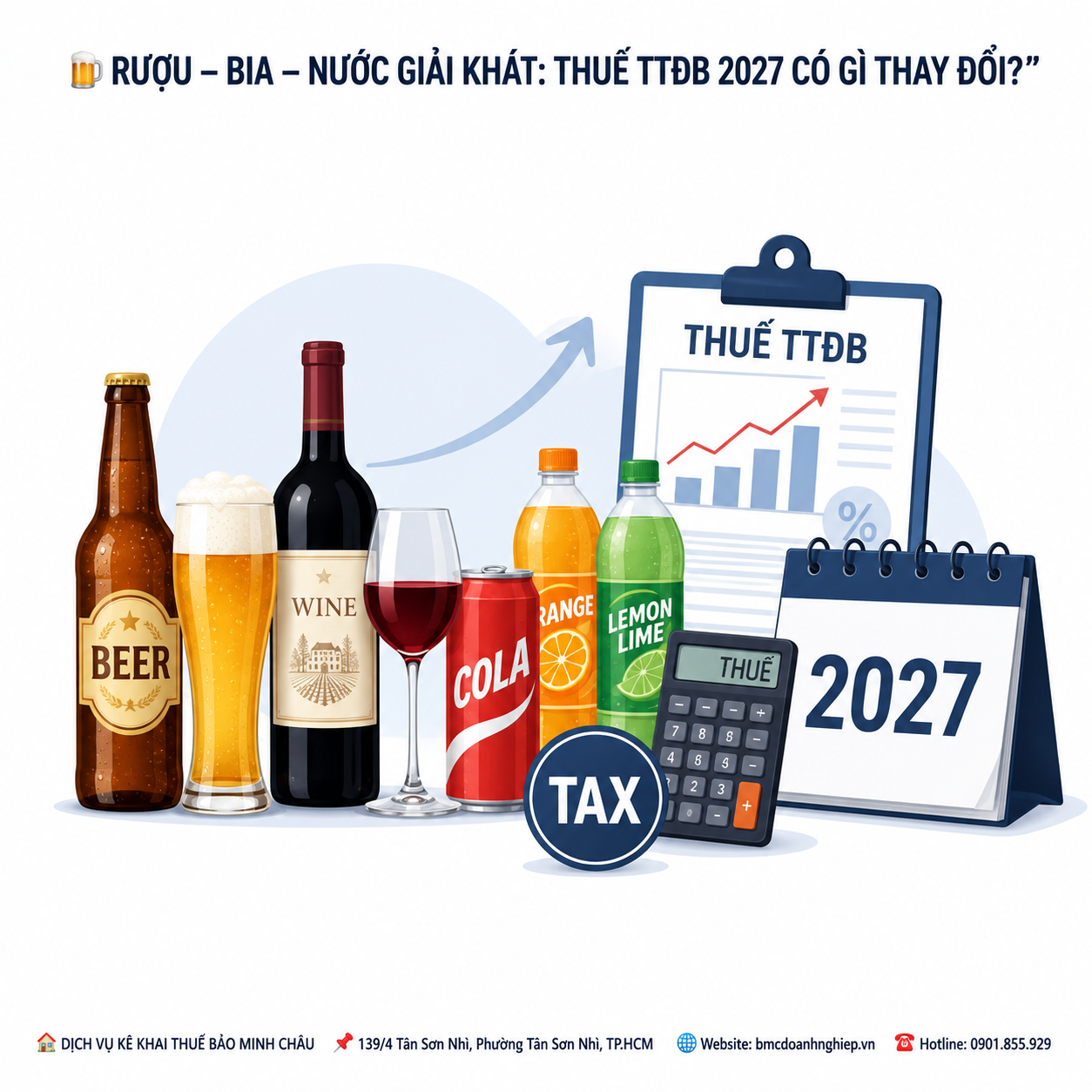 🍺 RƯỢU – BIA – NƯỚC GIẢI KHÁT: THUẾ TTĐB 2027 CÓ GÌ THAY ĐỔI?