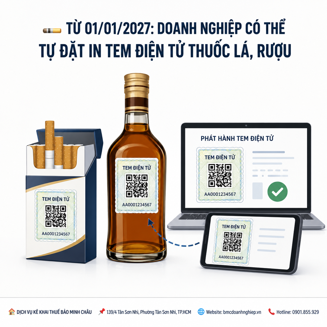 🚬 TỪ 01/01/2027: DOANH NGHIỆP CÓ THỂ TỰ ĐẶT IN TEM ĐIỆN TỬ THUỐC LÁ, RƯỢU