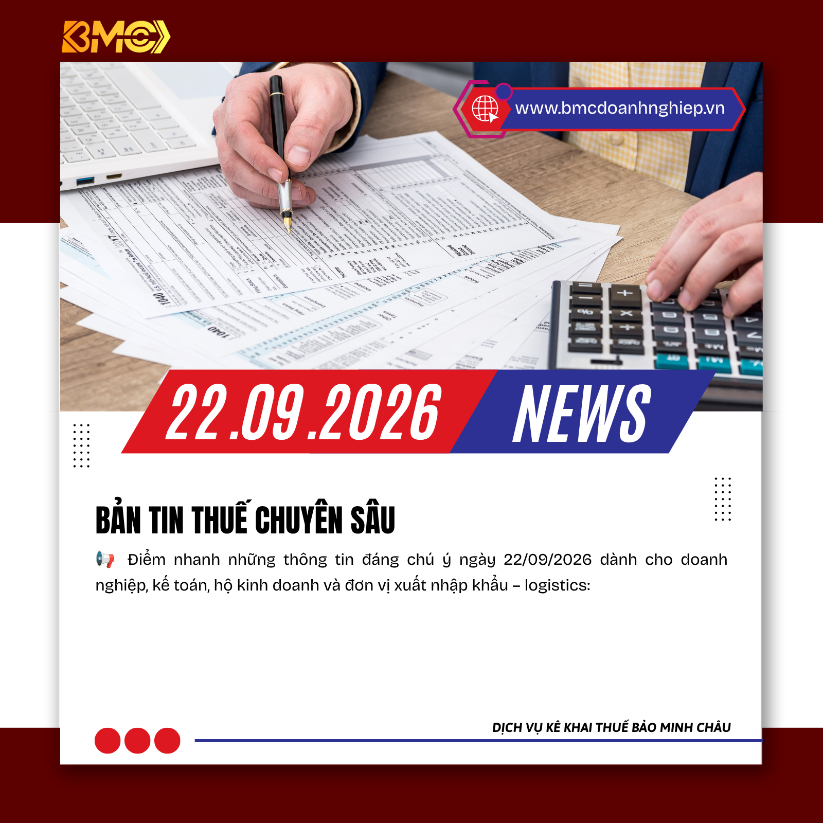 🔥 ĐIỂM TIN KẾ TOÁN – THUẾ – HỘ KINH DOANH – LOGISTICS NGÀY 22/09/2026