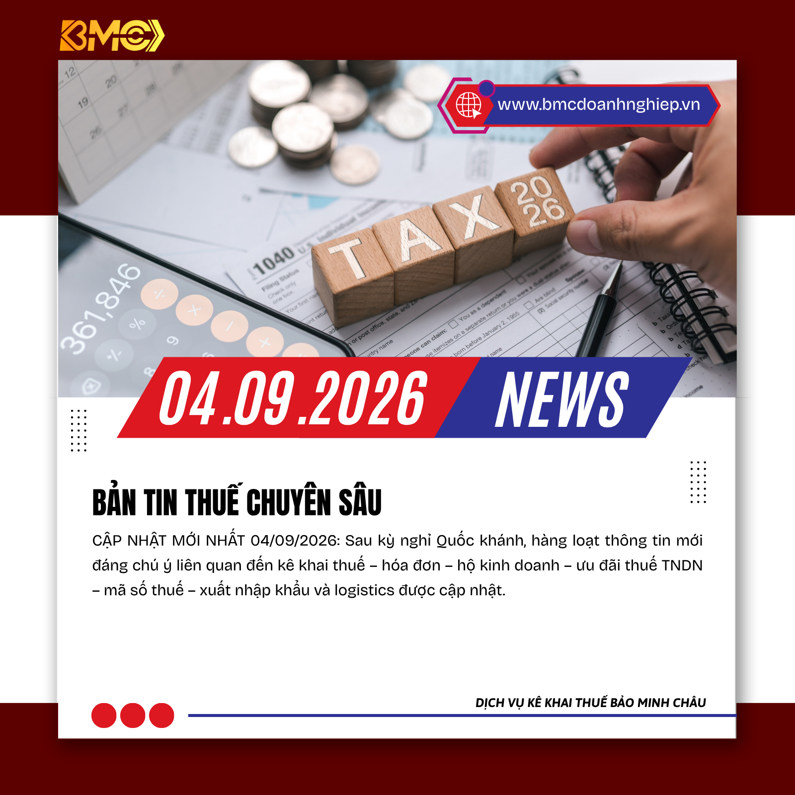 🔥 ĐIỂM TIN KẾ TOÁN – THUẾ – HỘ KINH DOANH – LOGISTICS NGÀY 04/09/2026