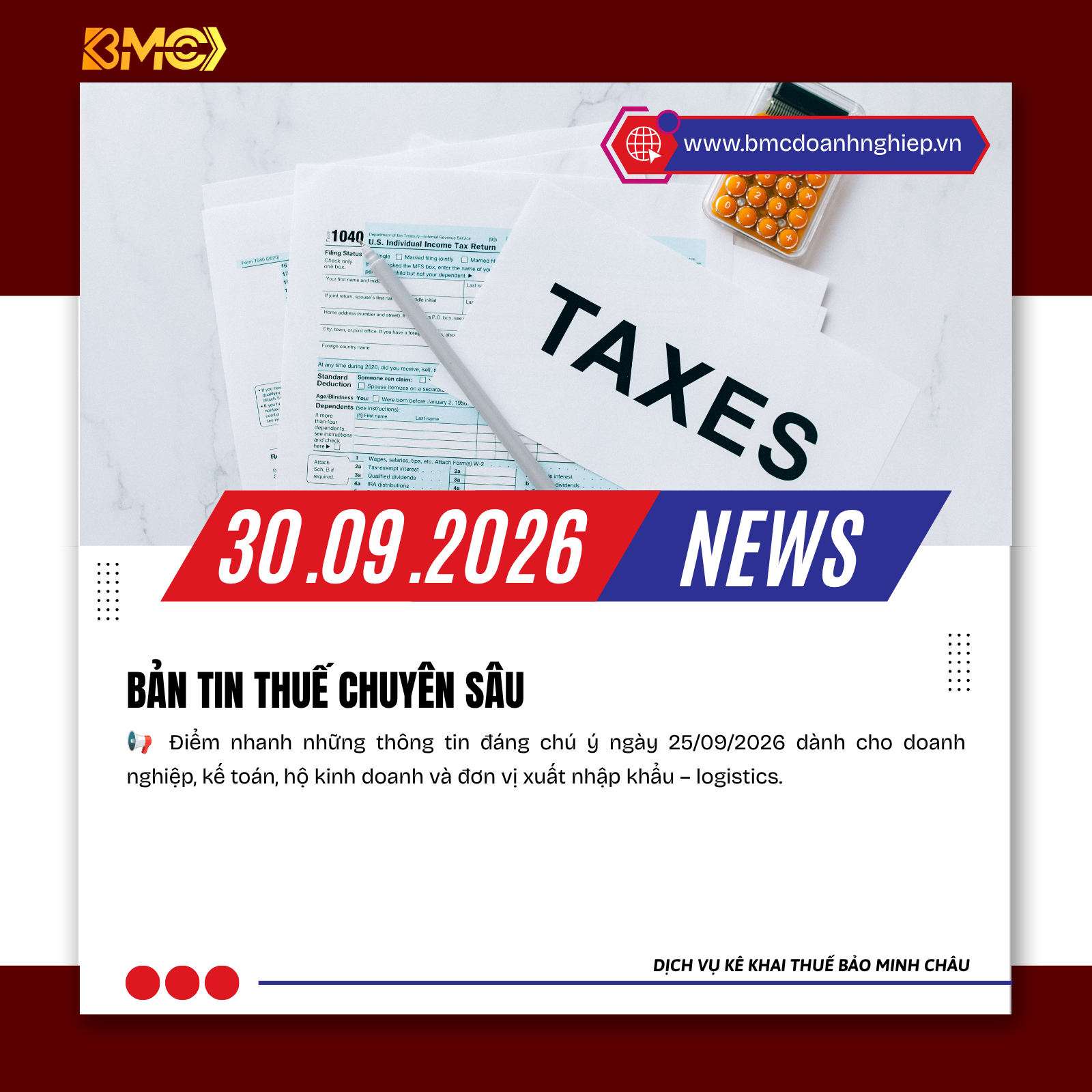 🔥 ĐIỂM TIN KẾ TOÁN – THUẾ – HẢI QUAN – LOGISTICS NGÀY 30/09/2026